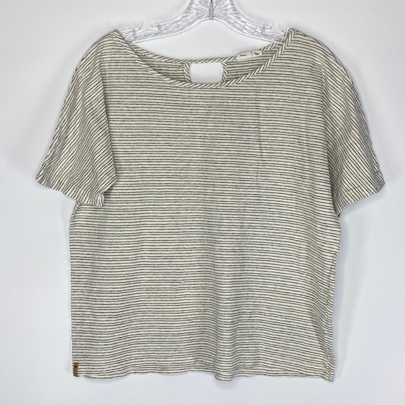 TenTree Organic Cotton Hem White Black Striped Tshirt Size Small - Picture 1 of 7